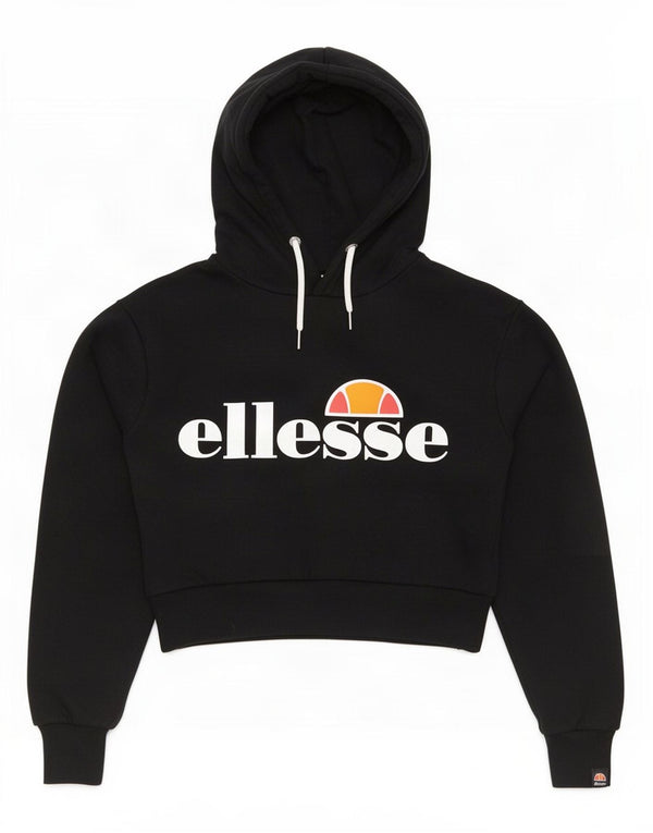 Pulover pentru femei Ellesse Graphic Crop Hoodie UK 8 Bumbac negru mic