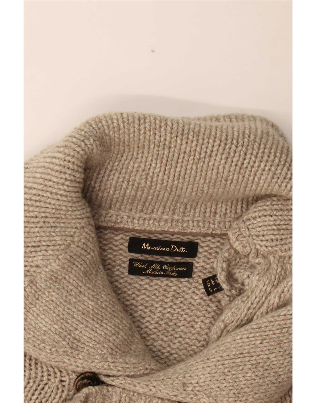 Pulover cardigan pentru bărbați Massimo Dutti, lână mare, bej