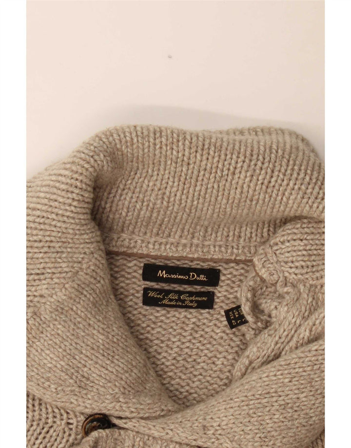 Pulover cardigan pentru bărbați Massimo Dutti, lână mare, bej