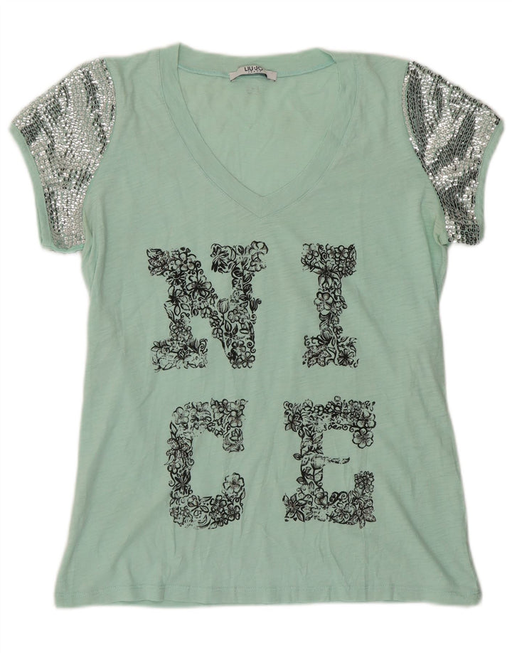 Tricou grafic Liu Jo pentru femei Top UK 12 Medium Green Modern