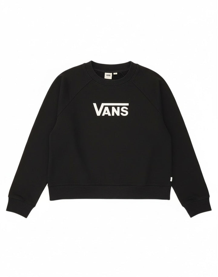 Pulover supradimensionat Vans Crop Graphic pentru femei UK 14 Medium Negru