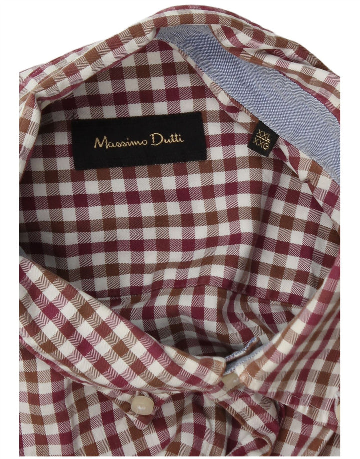 Cămașă de flanel pentru bărbați Massimo Dutti 2XL burgundy vichy