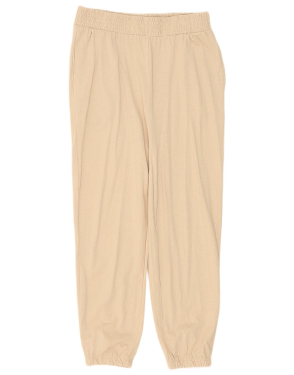 Pantaloni de trening Zara Femei Joggeri UK 12 Bumbac Bej Mediu