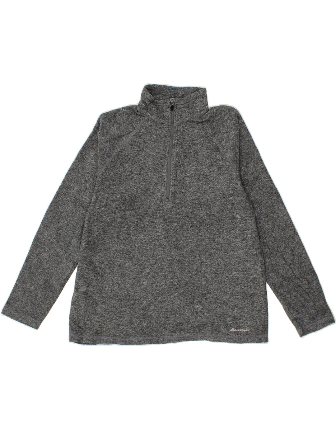 EDDIE BAUER Womens Zip Neck Fleece Jumper UK 16 Large Grey Polyester Vintage Eddie Bauer and Second-Hand Eddie Bauer from Messina Hembry 