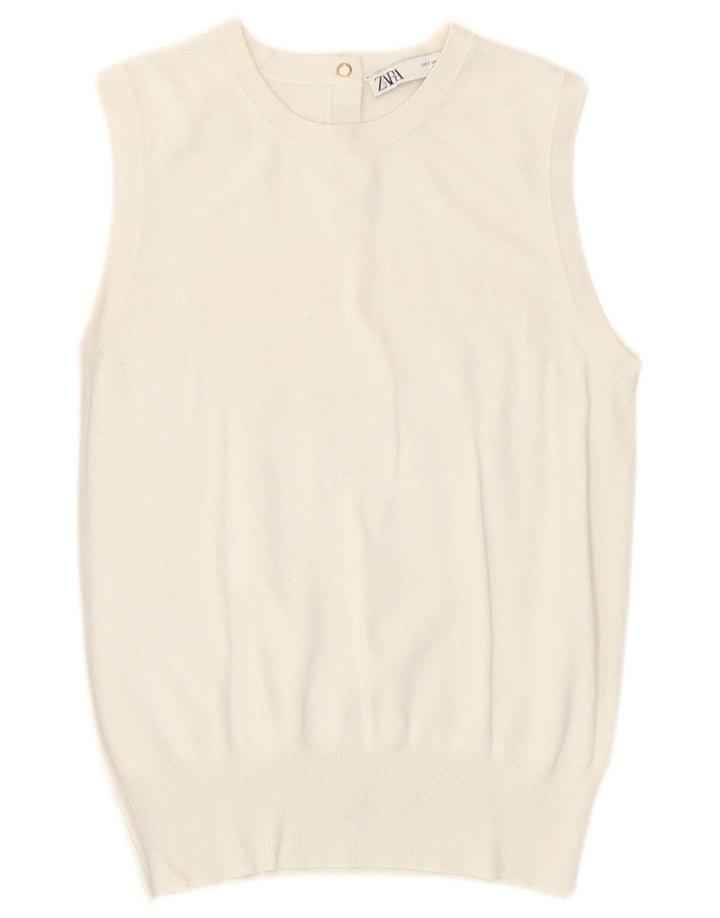 Vesta Zara Femei Tank Top UK 10 Small White