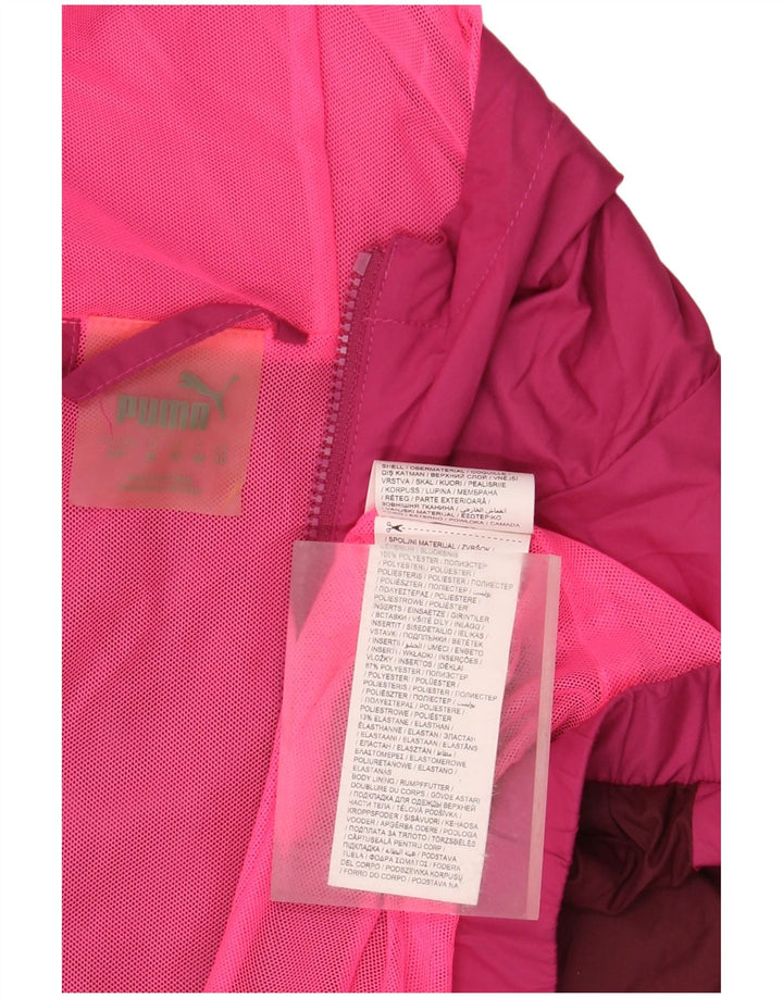Jachetă de ploaie supradimensionată cu glugă PUMA pentru femei UK 10, mic, roz Colorblock