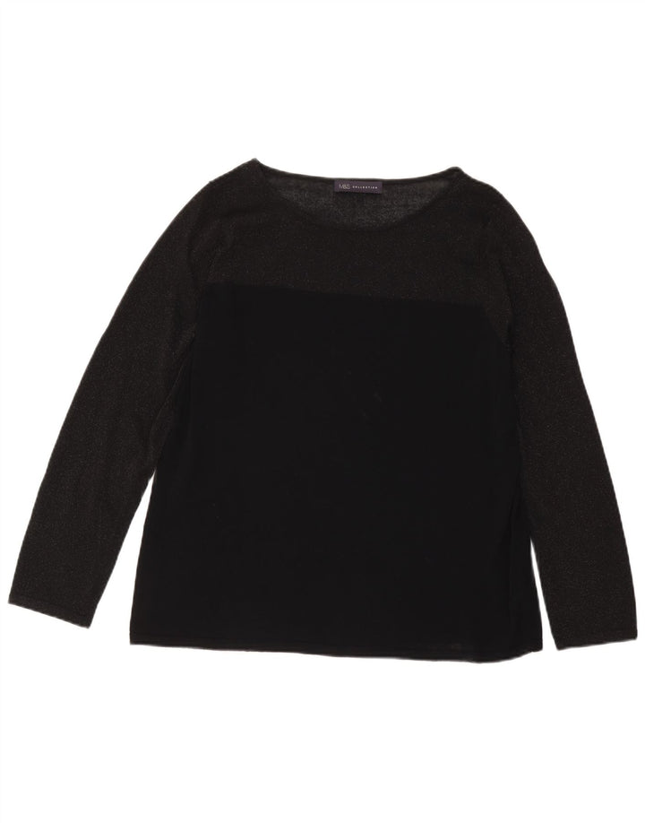 Top pentru femei Marks & Spencer cu mânecă lungă UK 18 XL, viscoză neagră