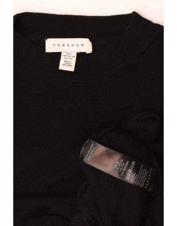 Topshop pentru femei Crop oversized Top cu mânecă lungă UK 10 Small Black Viscose