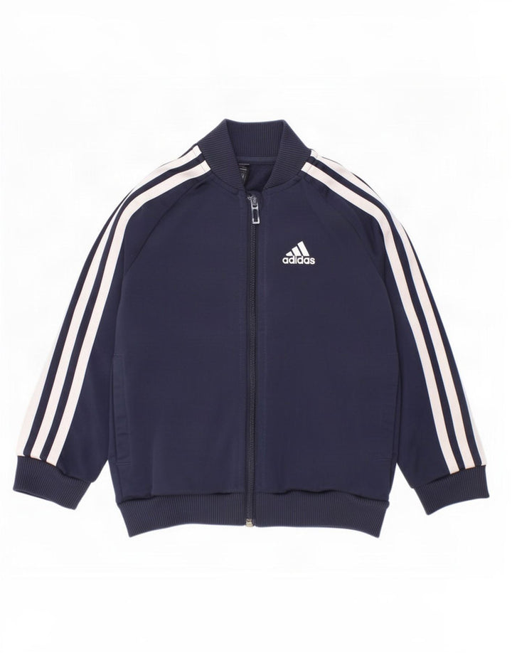Jachetă de trening pentru băieți Adidas 3-4 ani, poliester bleumarin