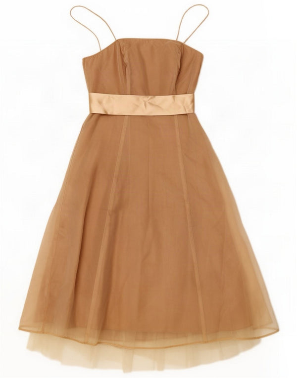 Debenhams Rochie A-Line fără mâneci pentru femei UK 10 Small Brown Nylon