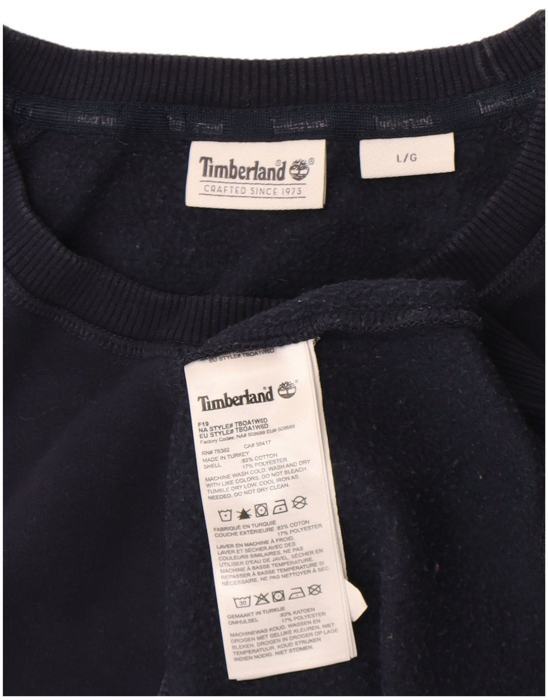 Hanorac pentru bărbați Timberland Pulover mare din bumbac bleumarin