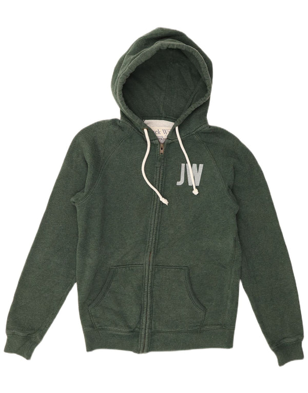 Jack Wills Mens Graphic Zip Hoodie Sweater XS Green Cotton