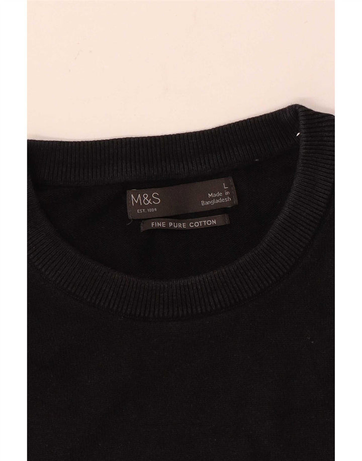 Pulover pentru bărbați Marks & Spencer cu gât roșu, mare, negru, bumbac