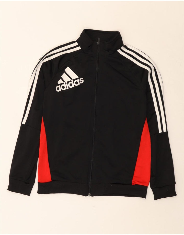 Jachetă de top pentru trening grafic Adidas pentru băieți 11-12 ani, negru, color block