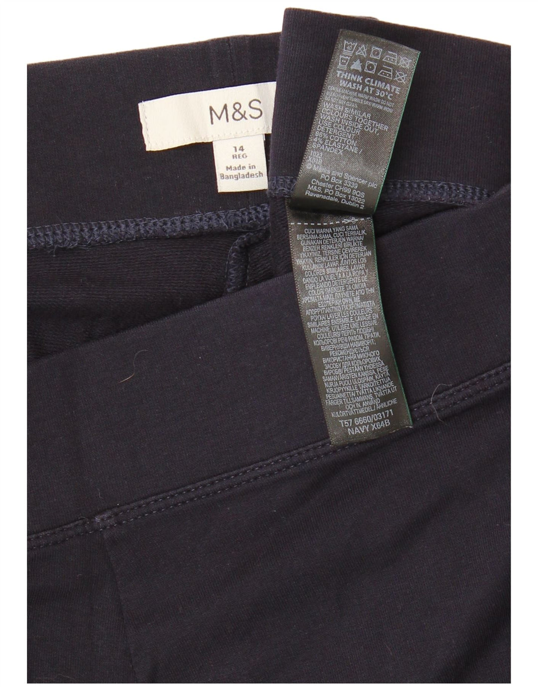 MARKS & SPENCER Leggings pentru damă UK 14, mare, albastru, bumbac