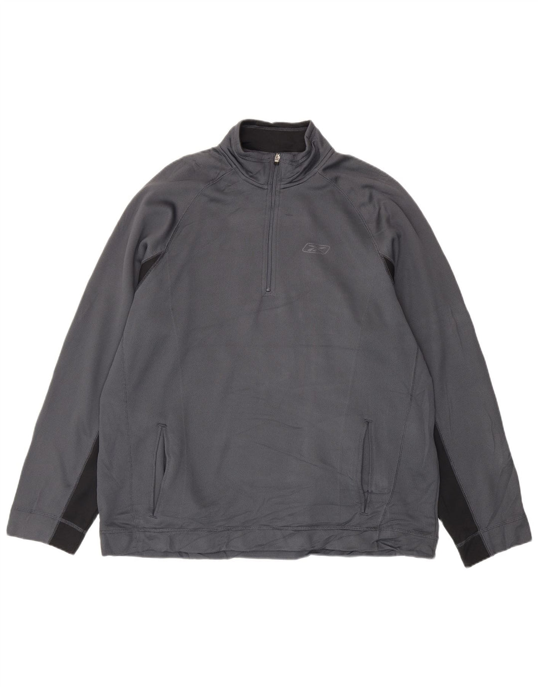 Pulover Reebok pentru bărbați, cu fermoar, cu gât, 2XL, poliester color bloc, gri