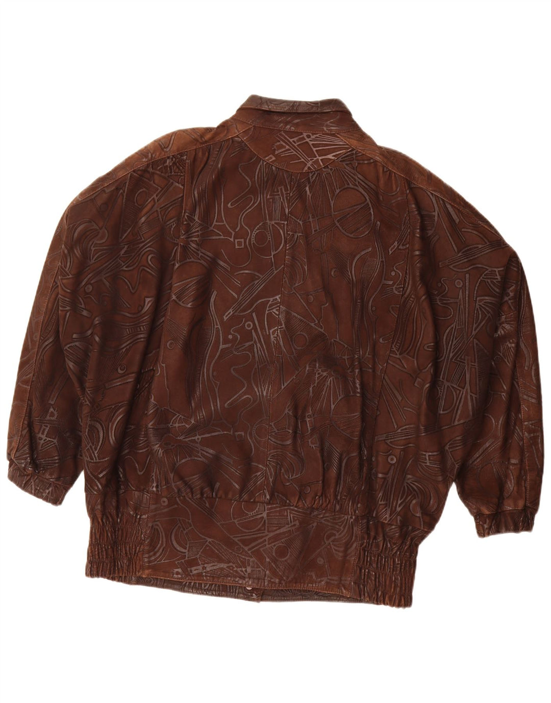Jachetă supradimensionată pentru femei vintage cu model abstract EU 38 maro mediu