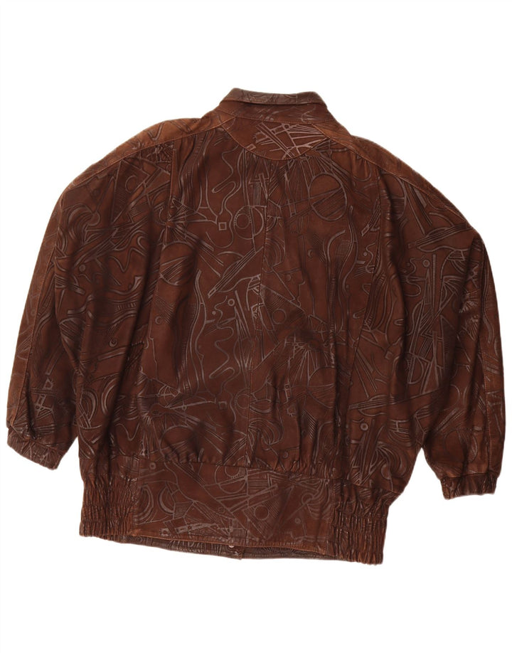 Jachetă supradimensionată pentru femei vintage cu model abstract EU 38 maro mediu