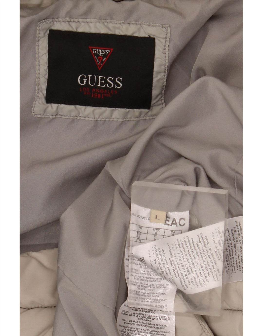 Jachetă căptușită pentru femei GUESS UK 16, mare, bej, poliester