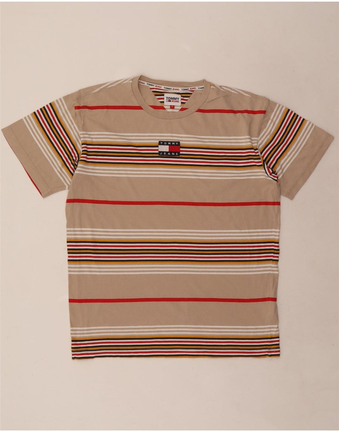 Tricou pentru bărbați Tommy Hilfiger Top Mediu Bej Bumbac cu dungi