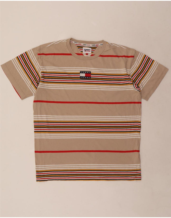Tricou pentru bărbați Tommy Hilfiger Top Mediu Bej Bumbac cu dungi