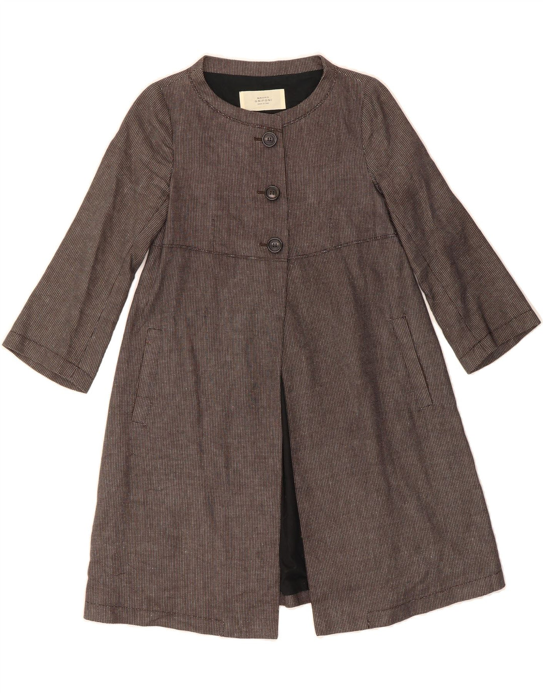 MAURO GRIFONI  Womens Overcoat IT 40 Small Brown Geometric Cotton Vintage Mauro Grifoni and Second-Hand Mauro Grifoni from Messina Hembry 