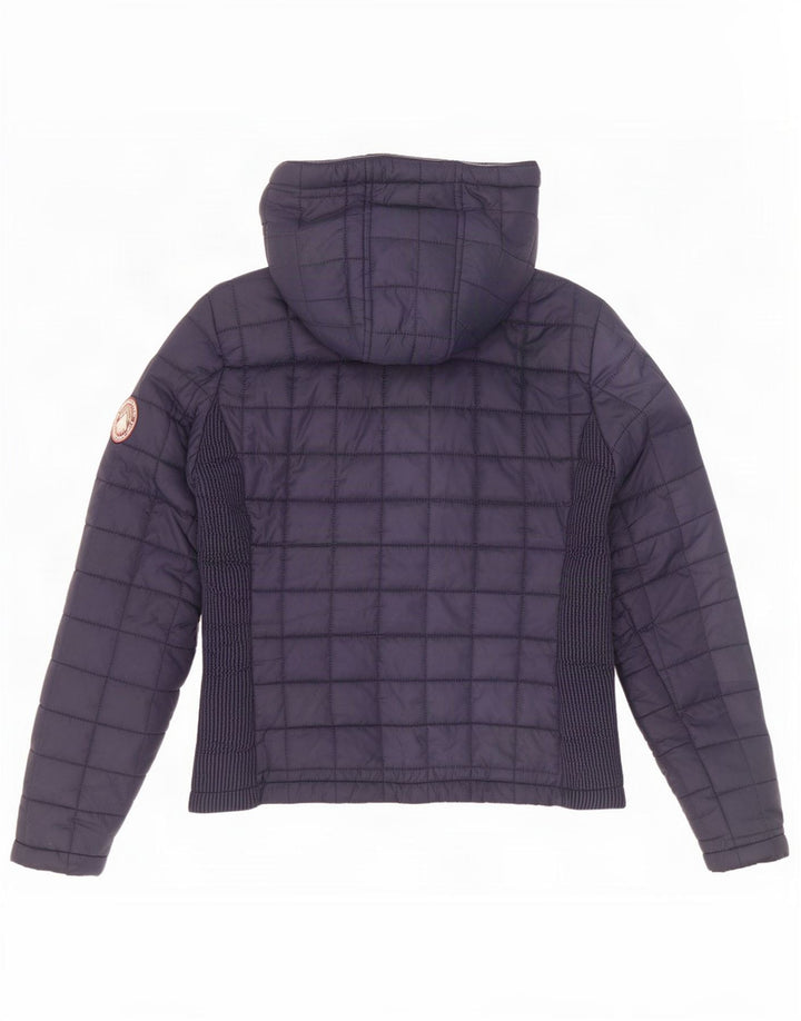 Jachetă căptușită cu glugă Superdry pentru femei UK 12 Medium Bleumarin Poliester