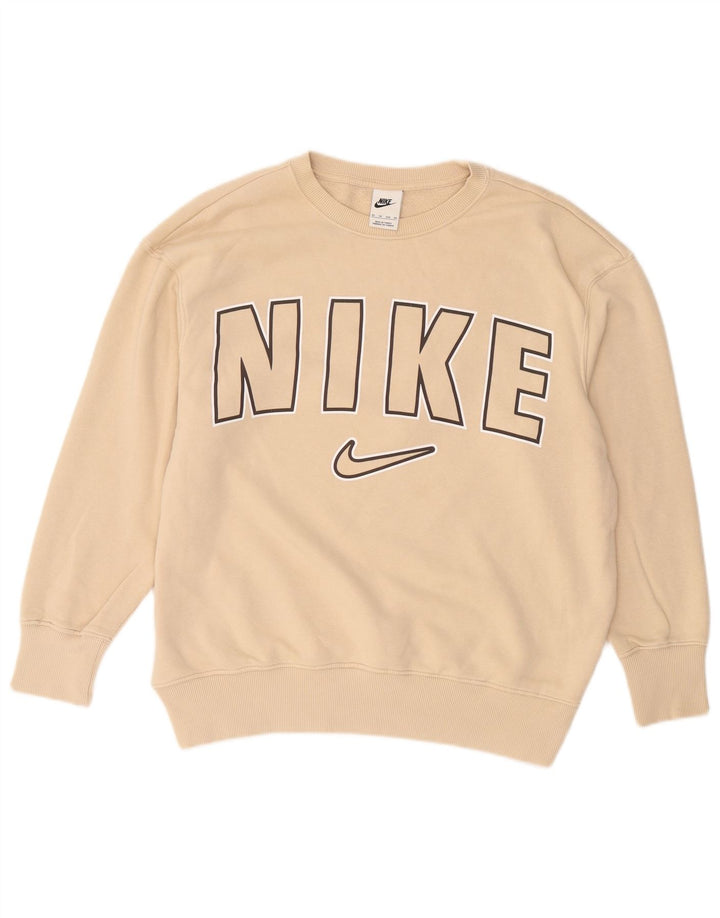 Pulover grafic pentru bărbați Nike XS, bumbac, bej