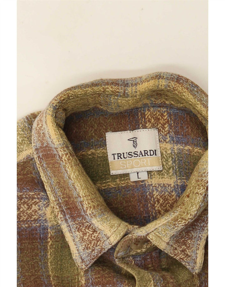 Cămașă de flanel pentru bărbați Trussardi, cu carouri mari, verzi