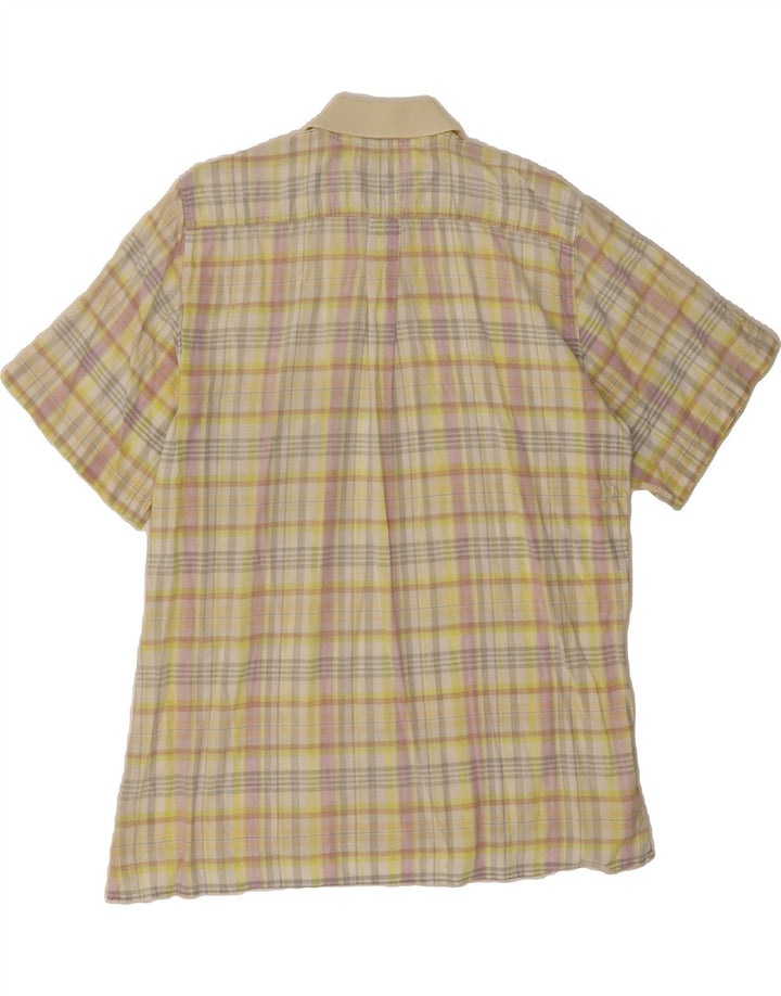 VINTAGE Mens Short Sleeve Shirt Large Yellow Check Vintage Vintage and Second-Hand Vintage from Messina Hembry 