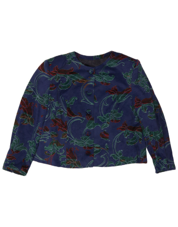 Top cardigan vintage pentru femei UK 14 mare albastru floral