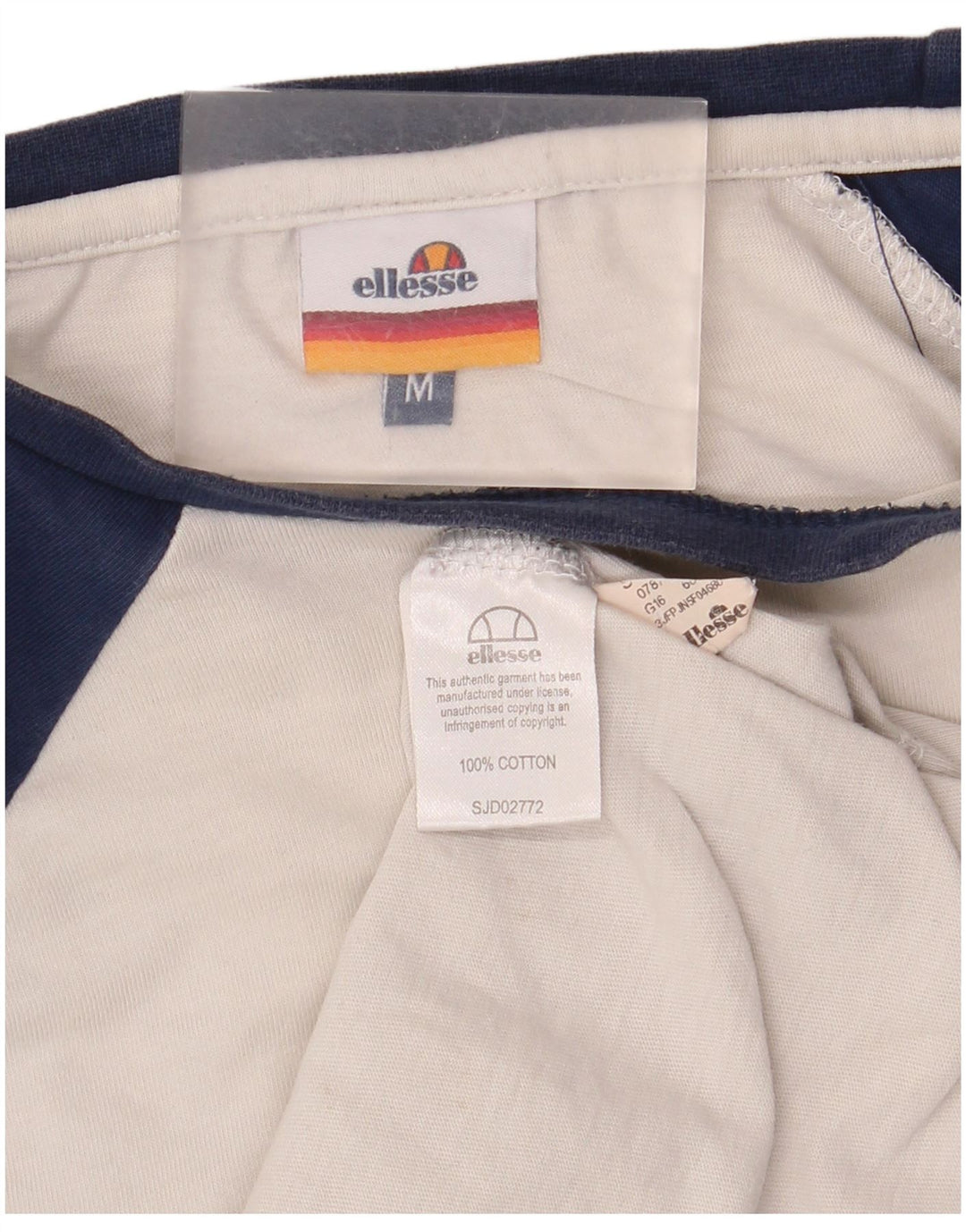 Top grafic pentru bărbați Ellesse cu mânecă lungă, alb mediu, bumbac bloc de culoare