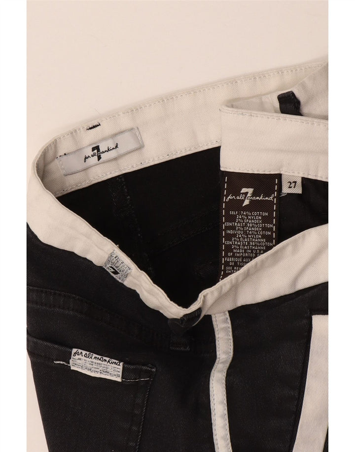 7 For All Mankind Blugi skinny crop pentru femei W27 L25 bumbac negru color bloc