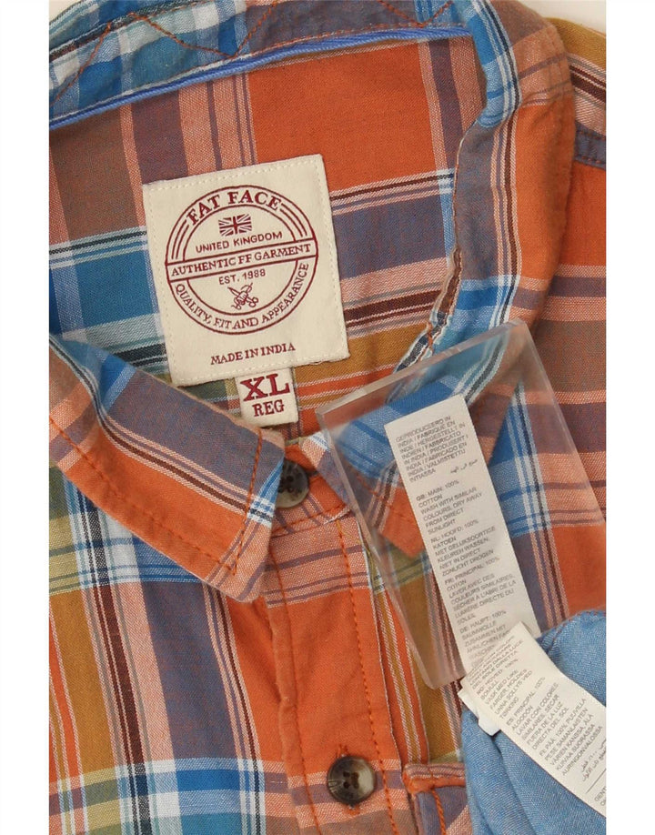 Cămașă de flanel pentru bărbați Fat Face XL Orange Check Bumbac