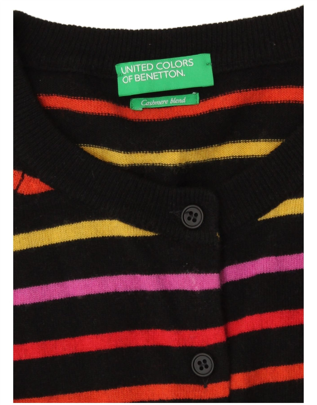 Pulover cardigan pentru femei Benetton UK 14 Medium, multicolore, cu dungi