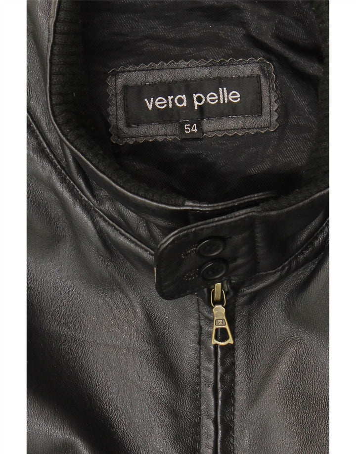 Jachetă din piele vintage pentru bărbați IT 54 2XL din piele neagră