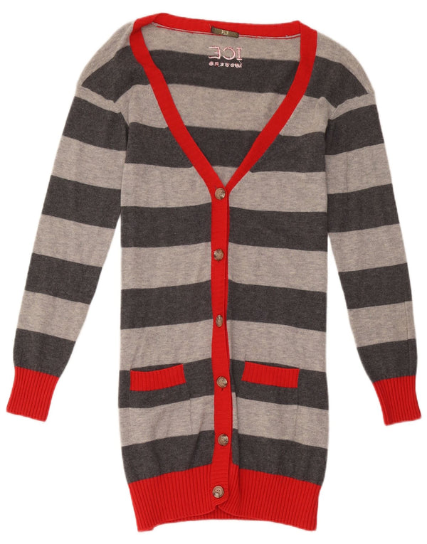 Pulover cardigan pentru femei Iceberg UK 10 Lână cu dungi gri mici