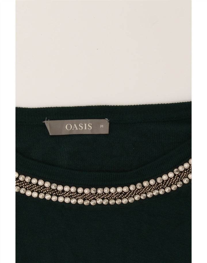 OASIS Womens Oversized Boat Neck Jumper Sweater UK 14 Medium Green Viscose Vintage Oasis and Second-Hand Oasis from Messina Hembry 
