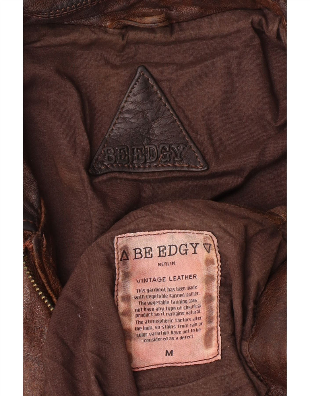 Jachetă de piele pentru bărbați Be Edgy UK 38, piele maro medie