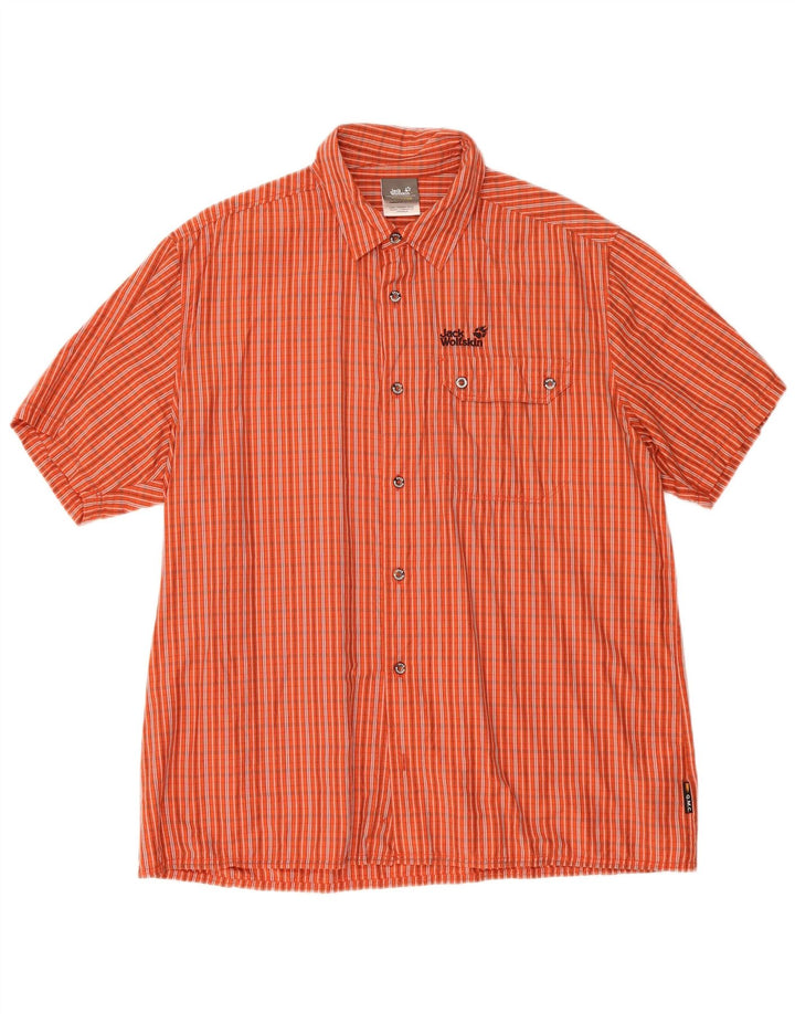 Jack Wolfskin Cămașă cu mânecă scurtă pentru bărbați XL Orange Check Lyocell