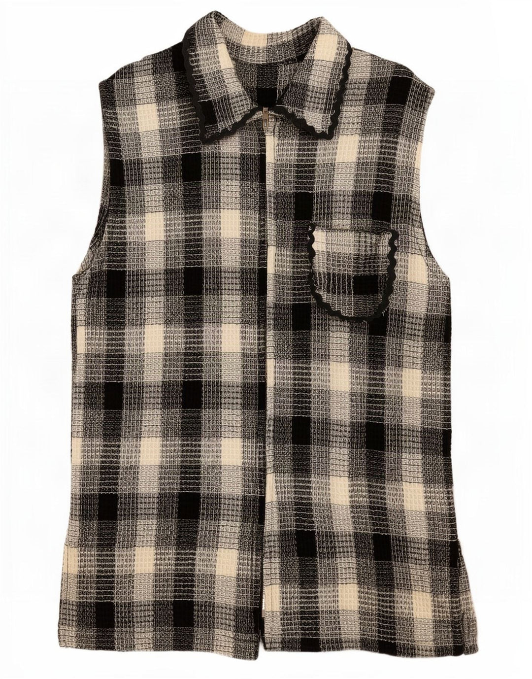 Pulover Cardigan fără mâneci Vintage pentru femei UK 12 Medium Multicolor Check