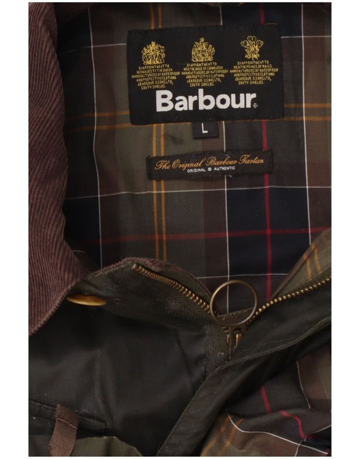 Jachetă pentru bărbați Barbour din bumbac cerat UK 40, mare, kaki, color block