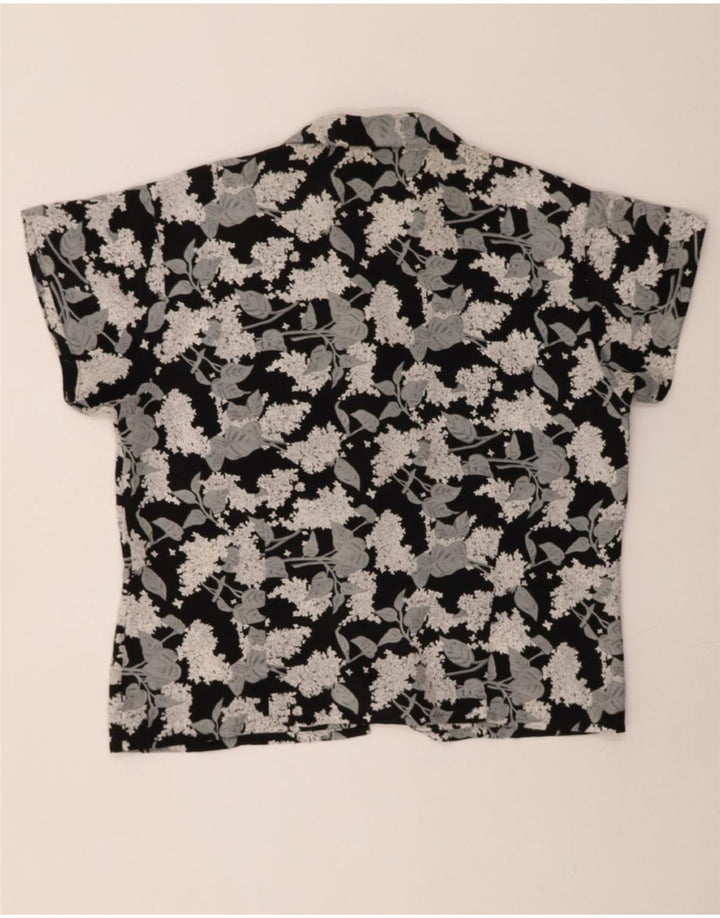 CANDA Womens Short Sleeve Shirt Blouse EU 44 XL Black Floral Polyester Vintage Canda and Second-Hand Canda from Messina Hembry 