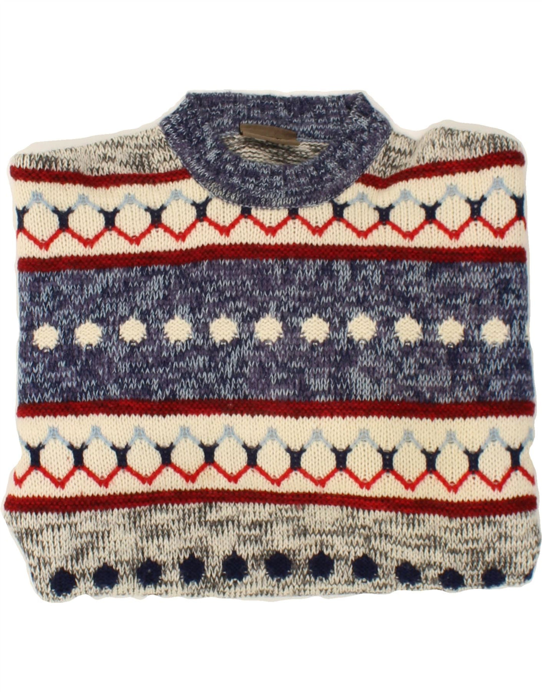 SEVRES Pulover pentru bărbați cu decolteu rotund IT 50 Medium Blue Fair Isle Lână