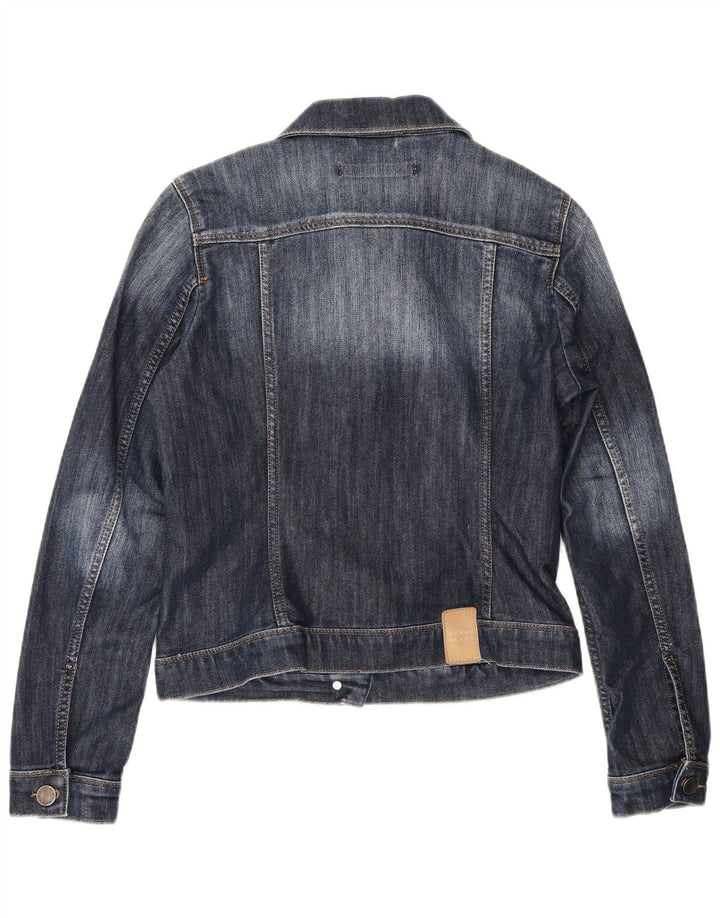 Jachetă de denim scurtă pentru femei Zara UK 12, bumbac mediu albastru bleumarin