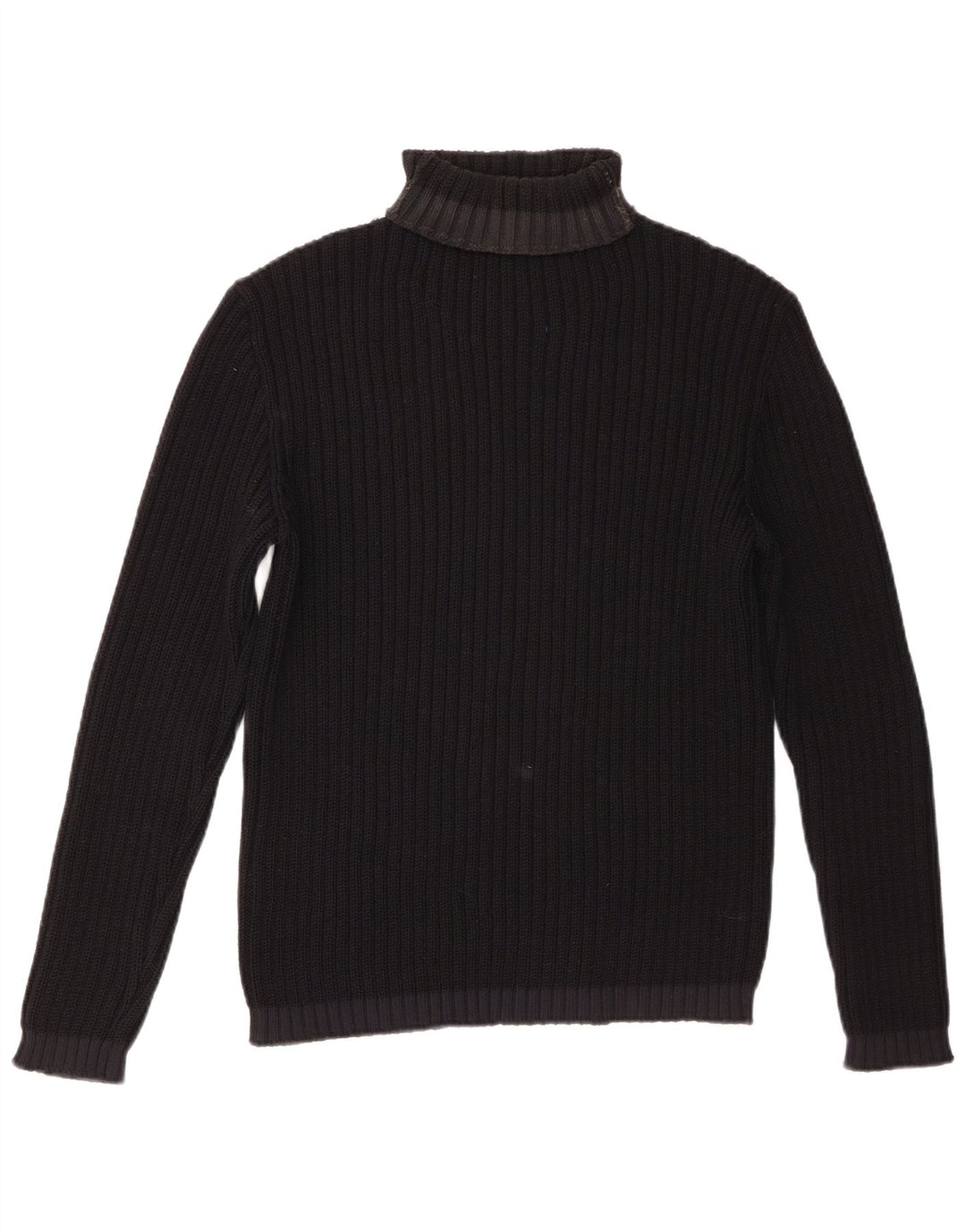 Pulover vintage pentru femei cu gât rulat, mare, lână merinos neagră