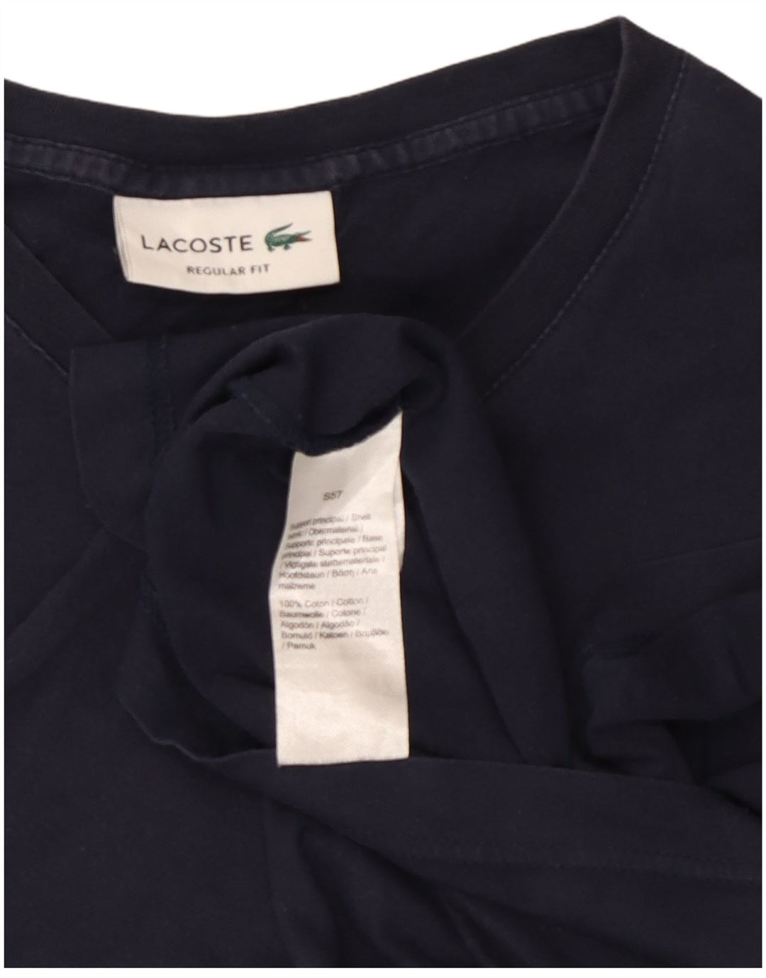 Tricou Lacoste pentru bărbați, cu ajustare normală, top mediu din bumbac bleumarin
