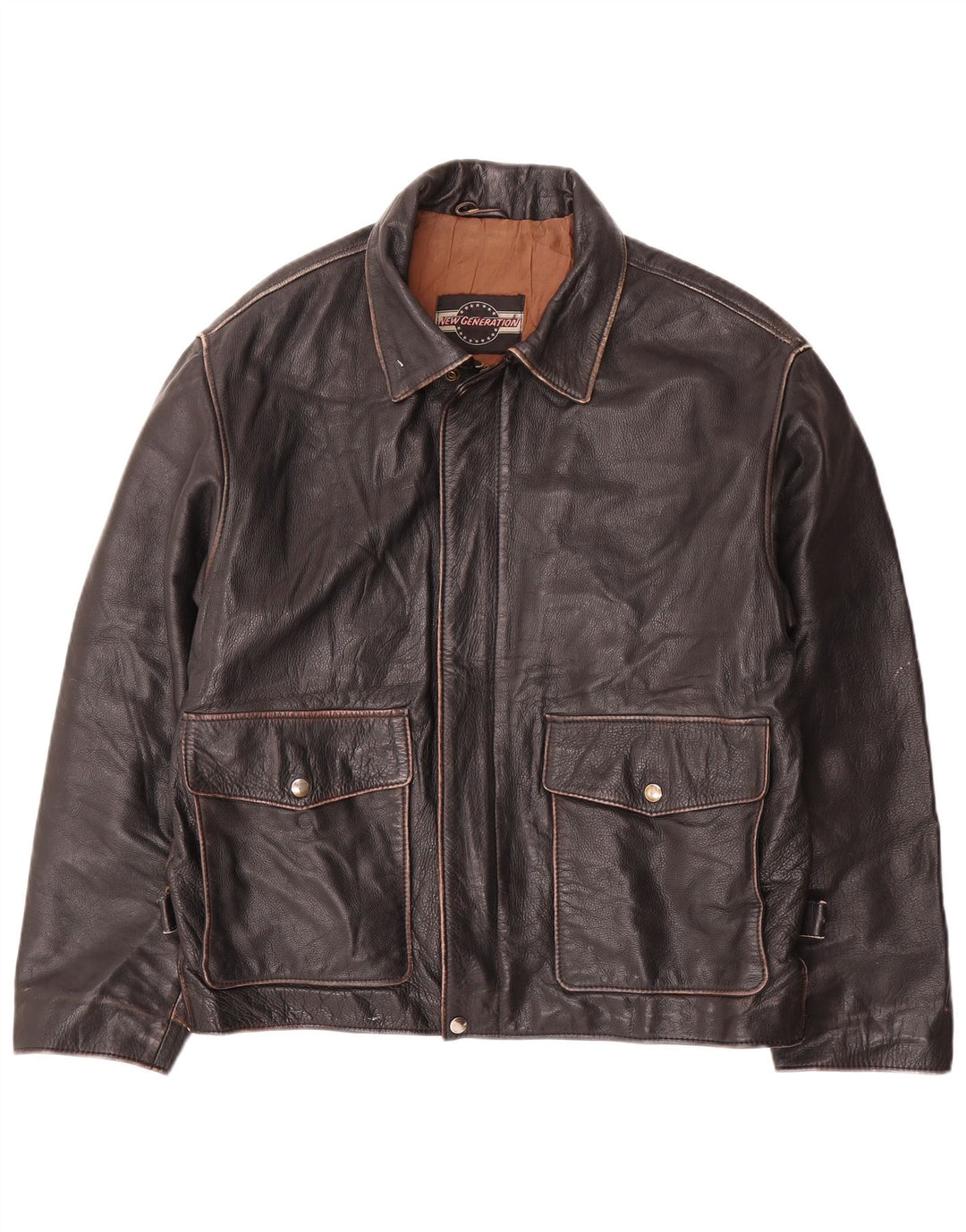 Jachetă de piele vintage pentru bărbați IT 50 Large Black