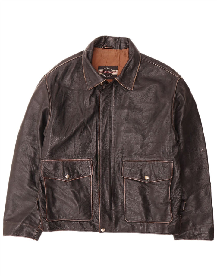 Jachetă de piele vintage pentru bărbați IT 50 Large Black