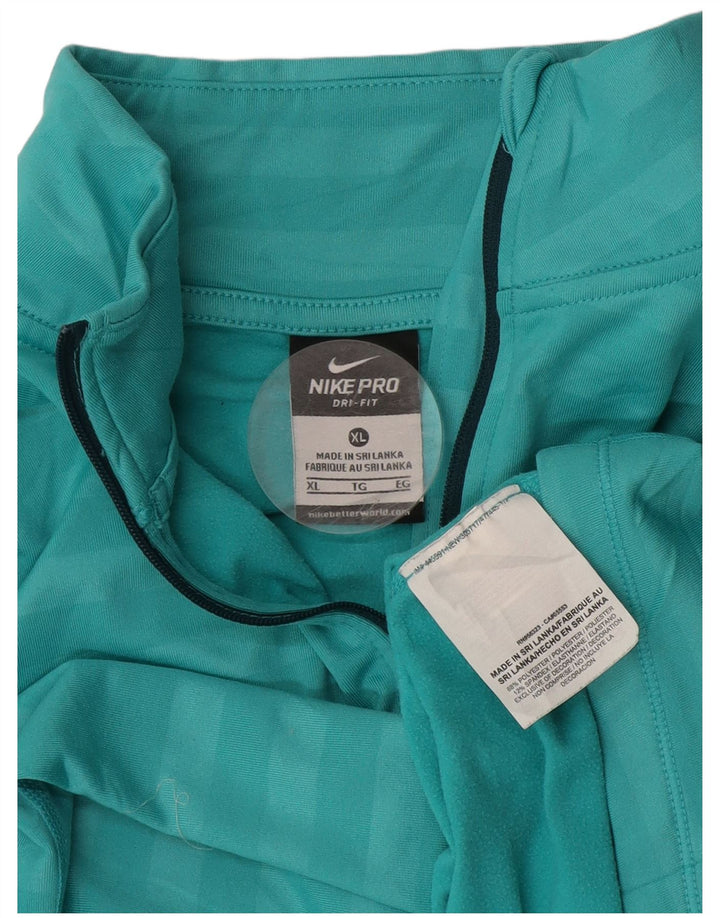 Top de trening Nike Dri Fit, cu fermoar și gât, pentru femei, UK 18 XL, cu dungi albastre
